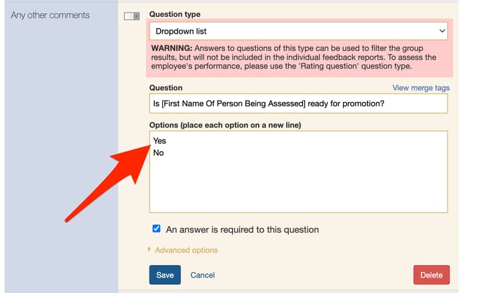 advances questionnaire option - multiple choice 2